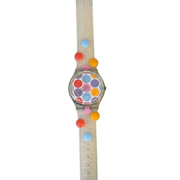 Vintage Swatch Pois Watch 1992 Spring Summer GG114 Clear Polka Dot Pop Art